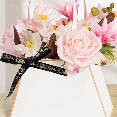 Miniatura 4 de LUOZZY 2 rollos de cinta decorativa de la clase de 2024 para decoración de pasteles de graduación, cinta de regalo de graduación para manualidades