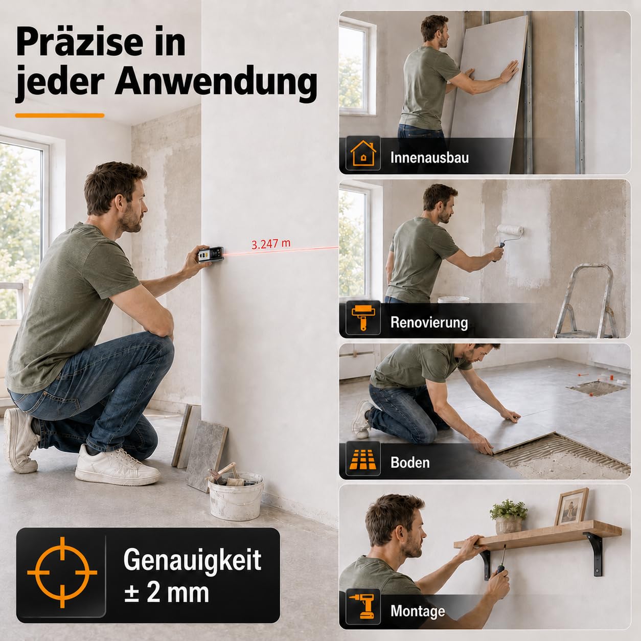 Laserliner Télémètre Laser DistanceMaster Compact 30 | Appareil de Mesure Numérique, Portée de 30 m, Mesure de Longueur/Surface/Volume