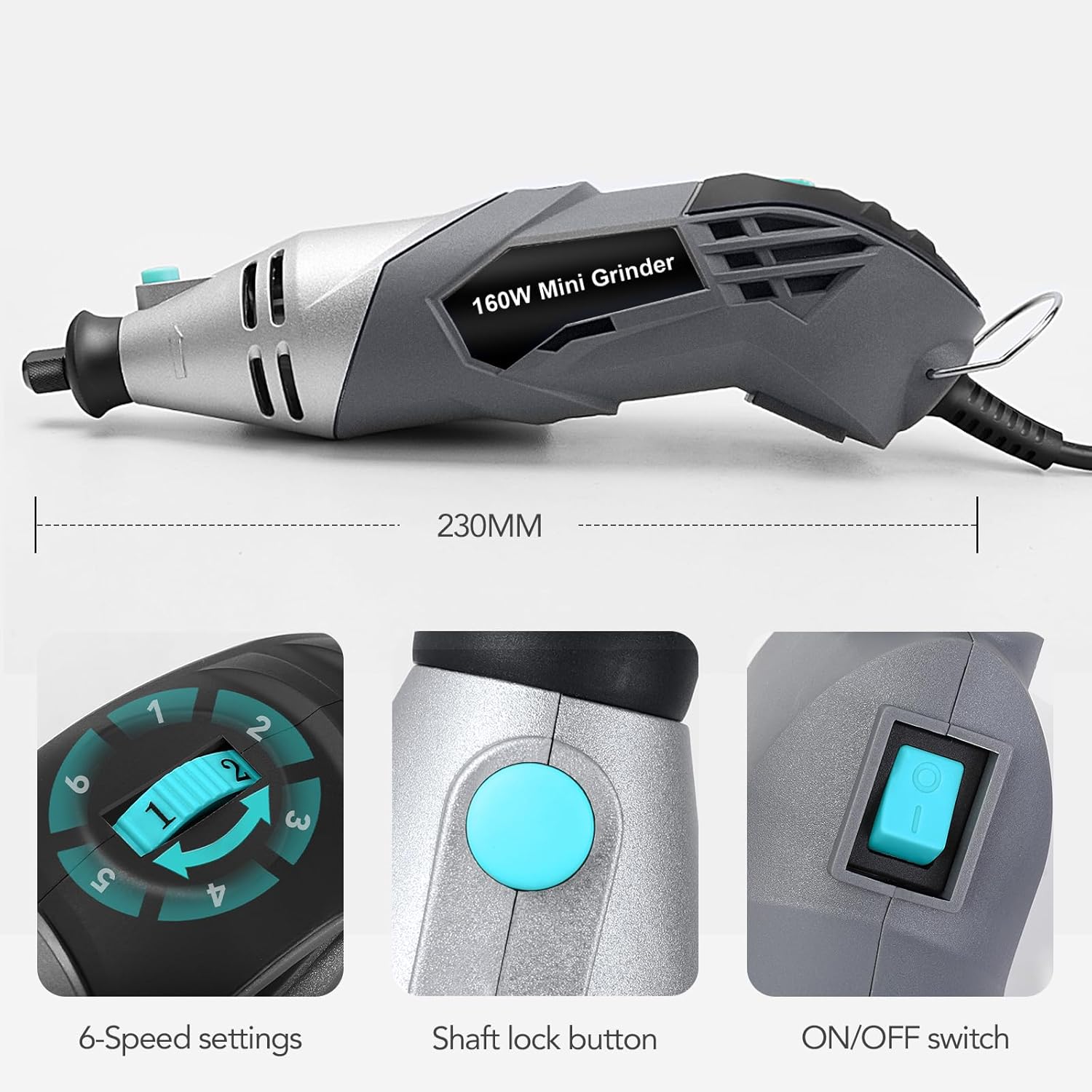 160W Rotary Tool Kit with 195pcs Accessories, Variable Speed, Corded Electric Multifunctional Tool For DIY Crafts, Wood Carving, 3D Printer & Jewelry Making Sanding, Polishing, Drilling