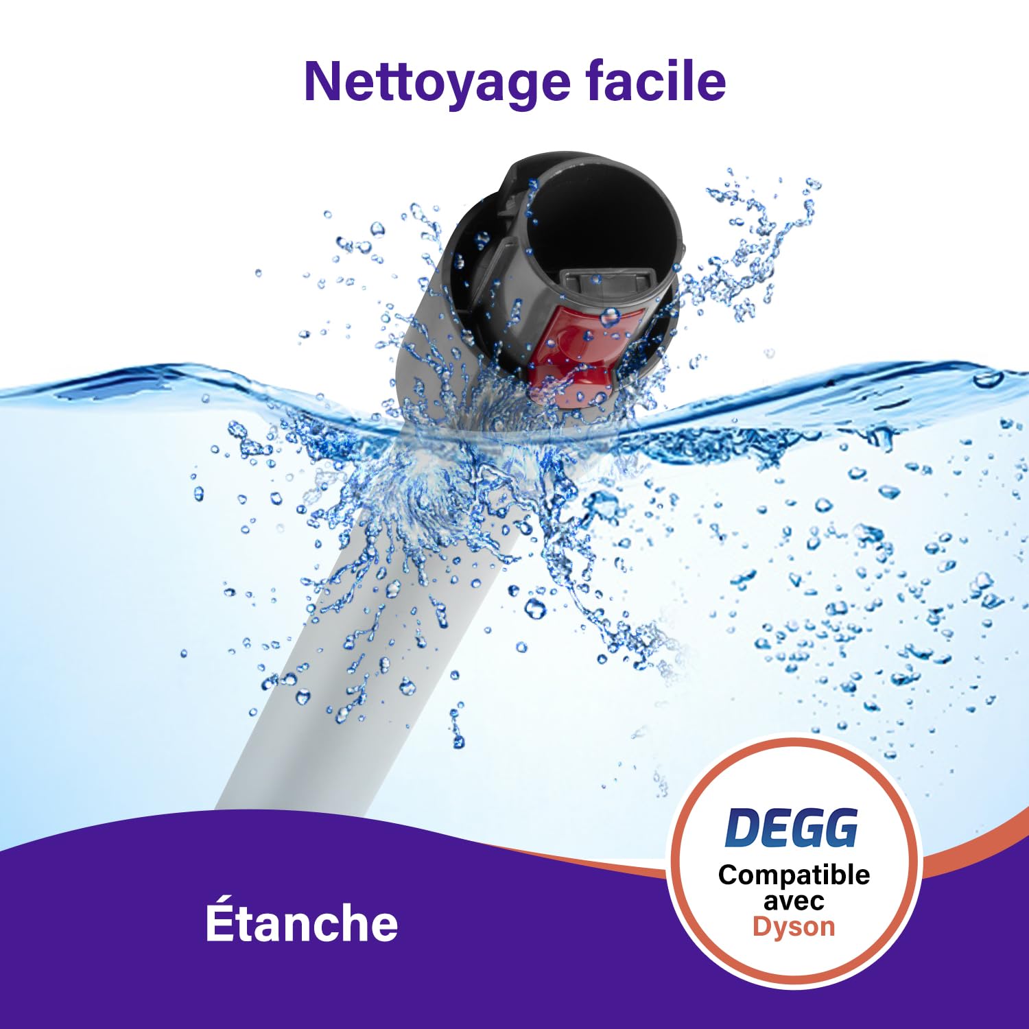 DEGG Tube télescopique - Compatible avec aspirateurs Dyson V7, V8, V10, V11 et V15, Tube d’extension 32mm, Tube d’aspiration Pièces de rechange, Accessoires d’aspirateur - Couleur: Gris Foncé