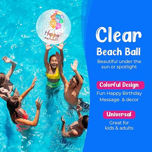 Miniatura 6 de Bola de playa para fiesta de cumpleaños en la piscina, bola inflable transparente extragrande para fiestas de cumpleaños de natación, decoraciones