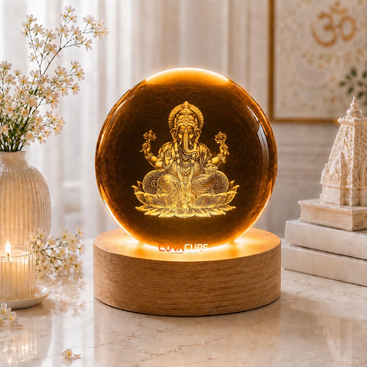Radha Krishna Swing Crystal Ball Night Lamp - USB LED -13