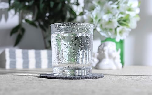 Miniatura 6 de Juego de 12 posavasos de fieltro gris para bebidas de 4 x 4 pulgadas, posavasos redondos absorbentes para bebidas, protegen los muebles del calor,