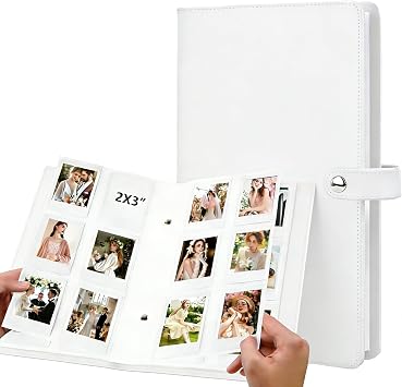 Ruibytree 432 Pockets Instant Photo Album for 2x3 Pictures, White | Compatible with Fujifilm Instax Mini Film & Polaroid 2x3 Prints, Large Capacity, Acid-Free, PU Leather Cover, Buckle Closure