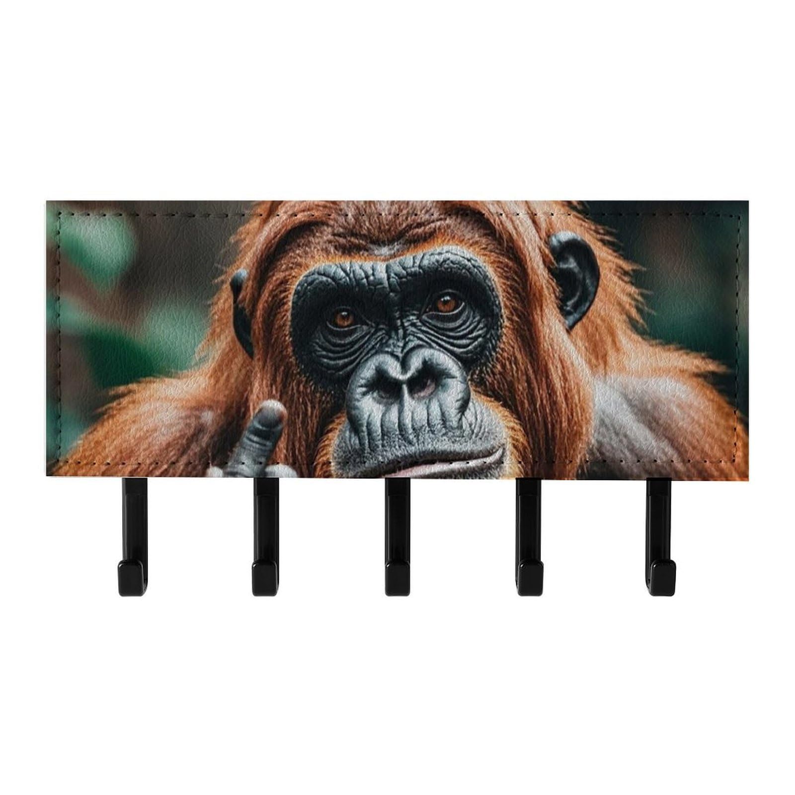 QMNLKH Gorillas Wall Mounted Key Rack for Home, No Drilling Key Holder with 5 Hooks, Self Adhesive Keys Chain Organizer for Hallway, Keys Hanger Shelf for Office, Doorway Black