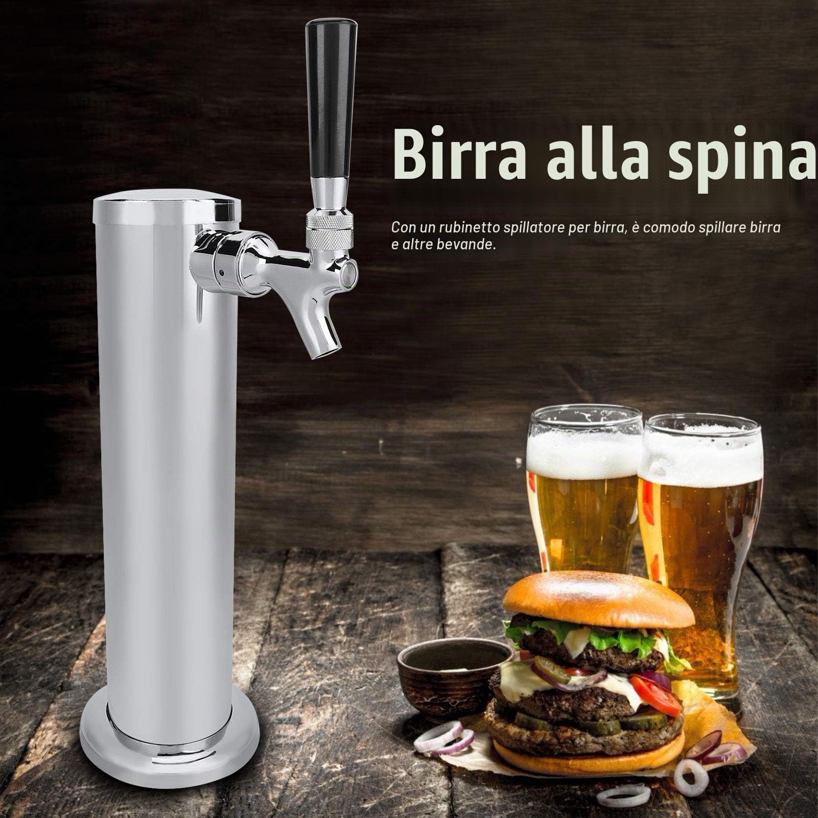 Birra Alla Spina Attrezzatura in Acciaio Inossidabile Dispenser Monoforo Torre di Tiraggio Cilindro Tondo per Torre di Birra con Colonna di Vino Torre di Birra Erogazione di