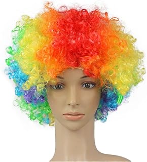 باروكات ملونة بتصميم مجعد بنمط شعر المهرج مثالية للأزياء التنكرية والاحتفالات