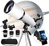 80mm Aperture Refractor Telescope for Adults Astronomy Beginners - 600mm Professional Focal Length Telescope with Adjustable Tripod (122cm), Phone Adapter & Carry Bag - 180X High Power Stargazing