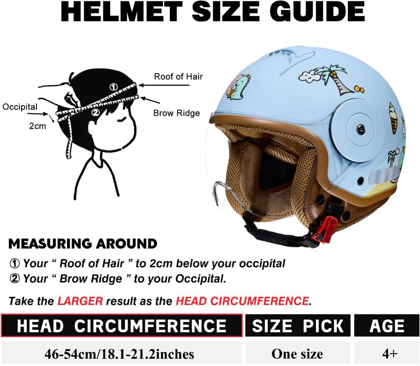 Casque De Moto Enfant, Casque De Trottinette Fille Mignon, Casque De Vélo Garçon, Casque Jet Ouvert avec Visière, Casque Enfant Réglable De 4 À 12 Ans