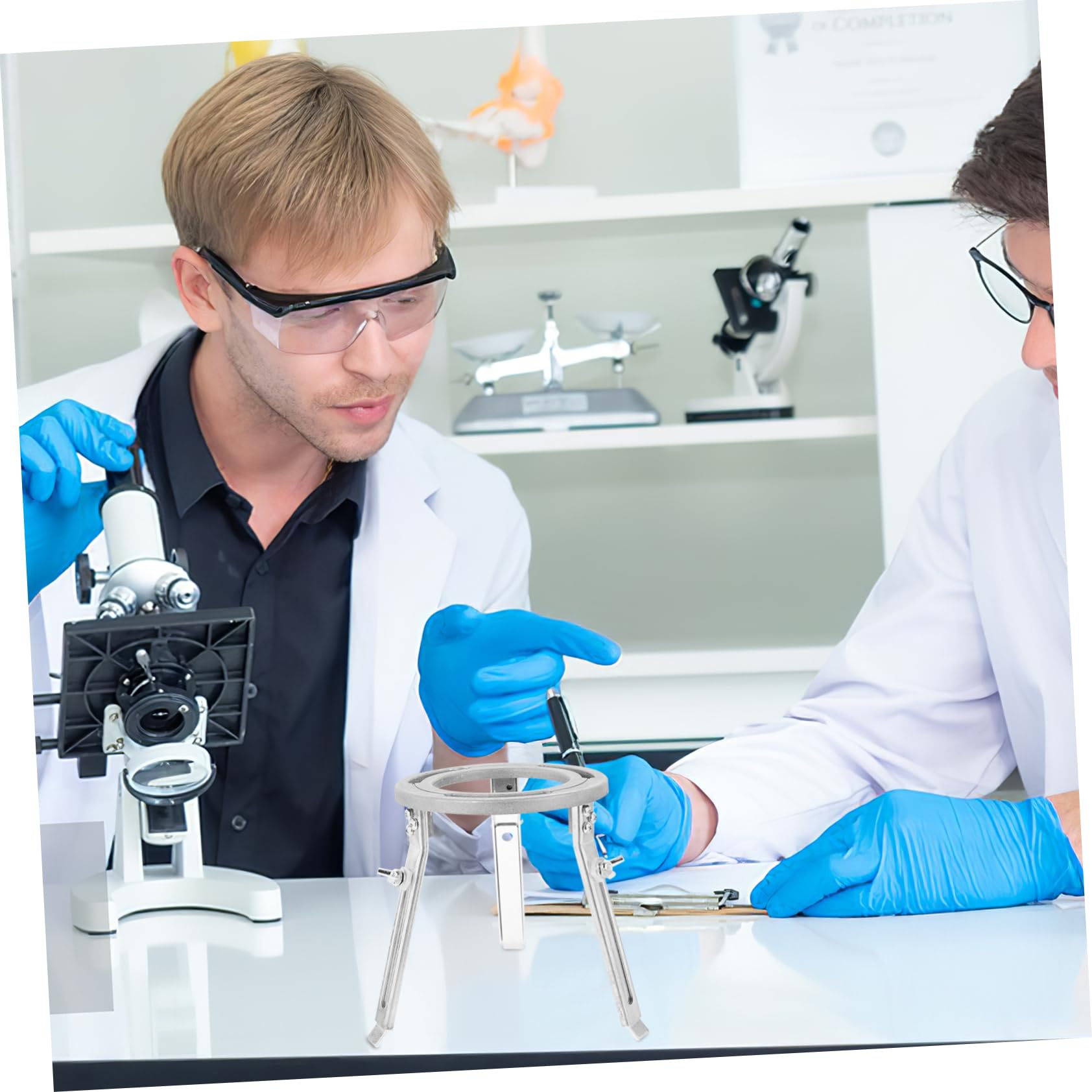 Gatuida Support de Trépied pour Laboratoire en Alliage D'aluminium et Acier Inoxydable, Plateforme Stable Portable, pour Enseignement de Chimie et Expériences