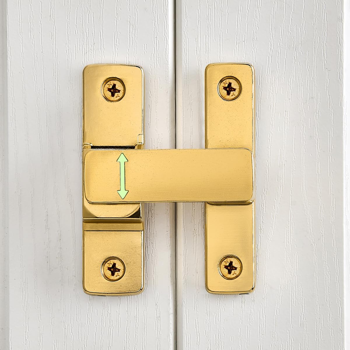 Gold 90/180 Degree Barn Door Lock ，Premium Zinc Alloy Latch - Flip Gate Latches ，for Cabinets, Barn, Bathroom & Garden Doors - Secure Sliding Door Hardware(Luminous)