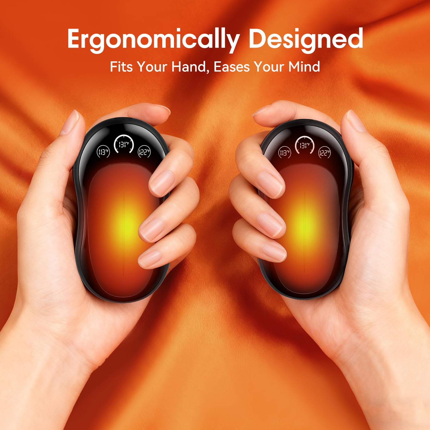 Hand Warmers Rechargeable 2 Pack, 6000mAh UL Certified Safe Electric Hand Warmers with 3-Temp Display, Ultra-Slim Portable Pocket Heater, Outdoor/Hunting Essentials, Gifts for Christmas Men & Women