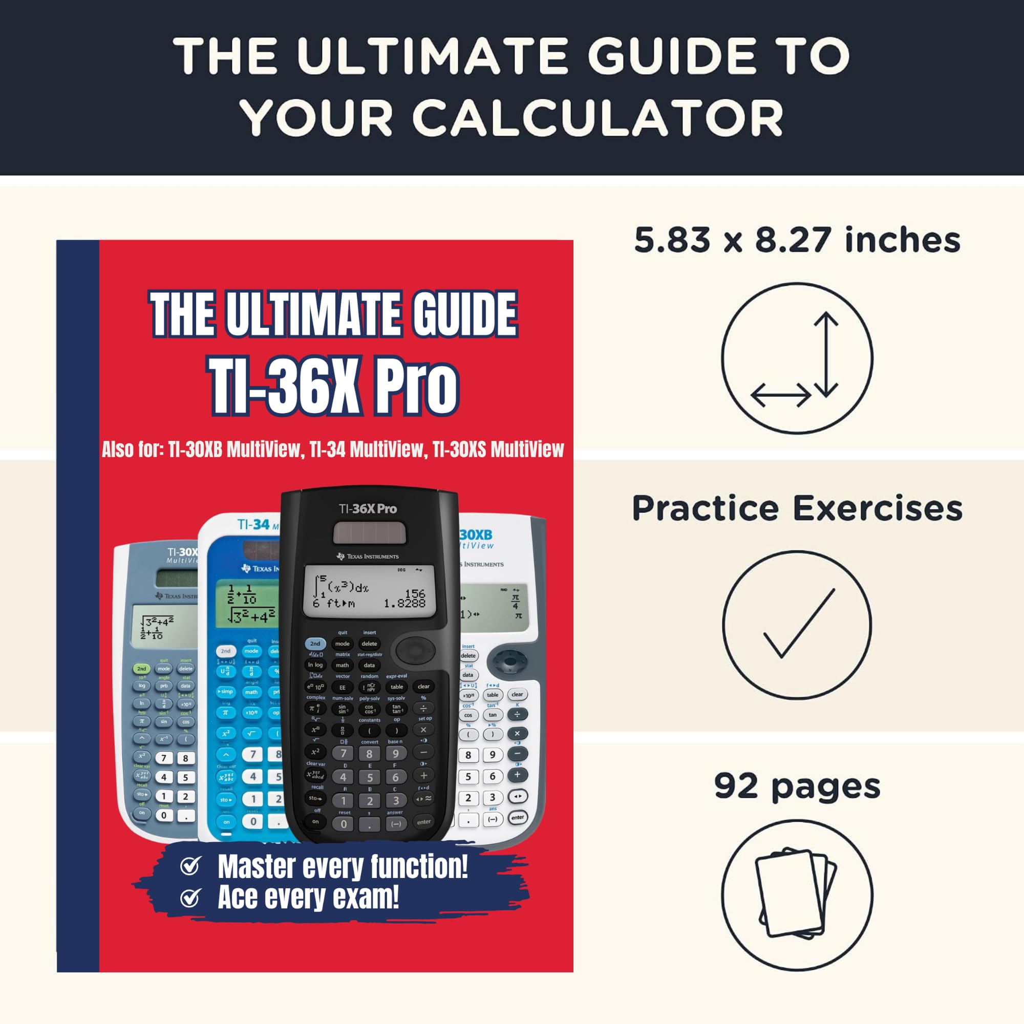 TI-36X Pro + The Ultimate Guide + Étui de protection WYNGS
