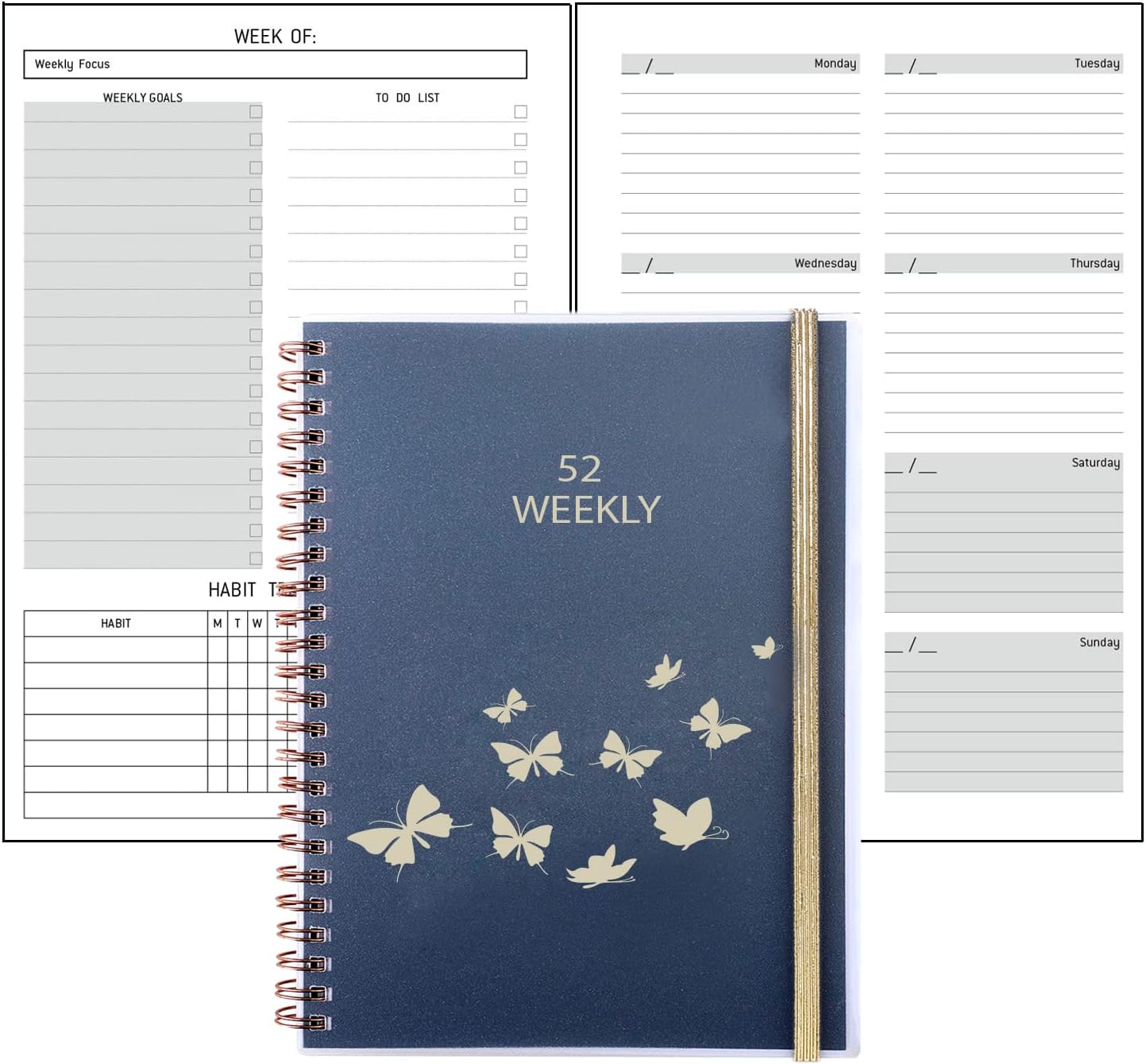 Agenda Sans Date Semainier A5 Spirale Planner Semainier Non Daté avec