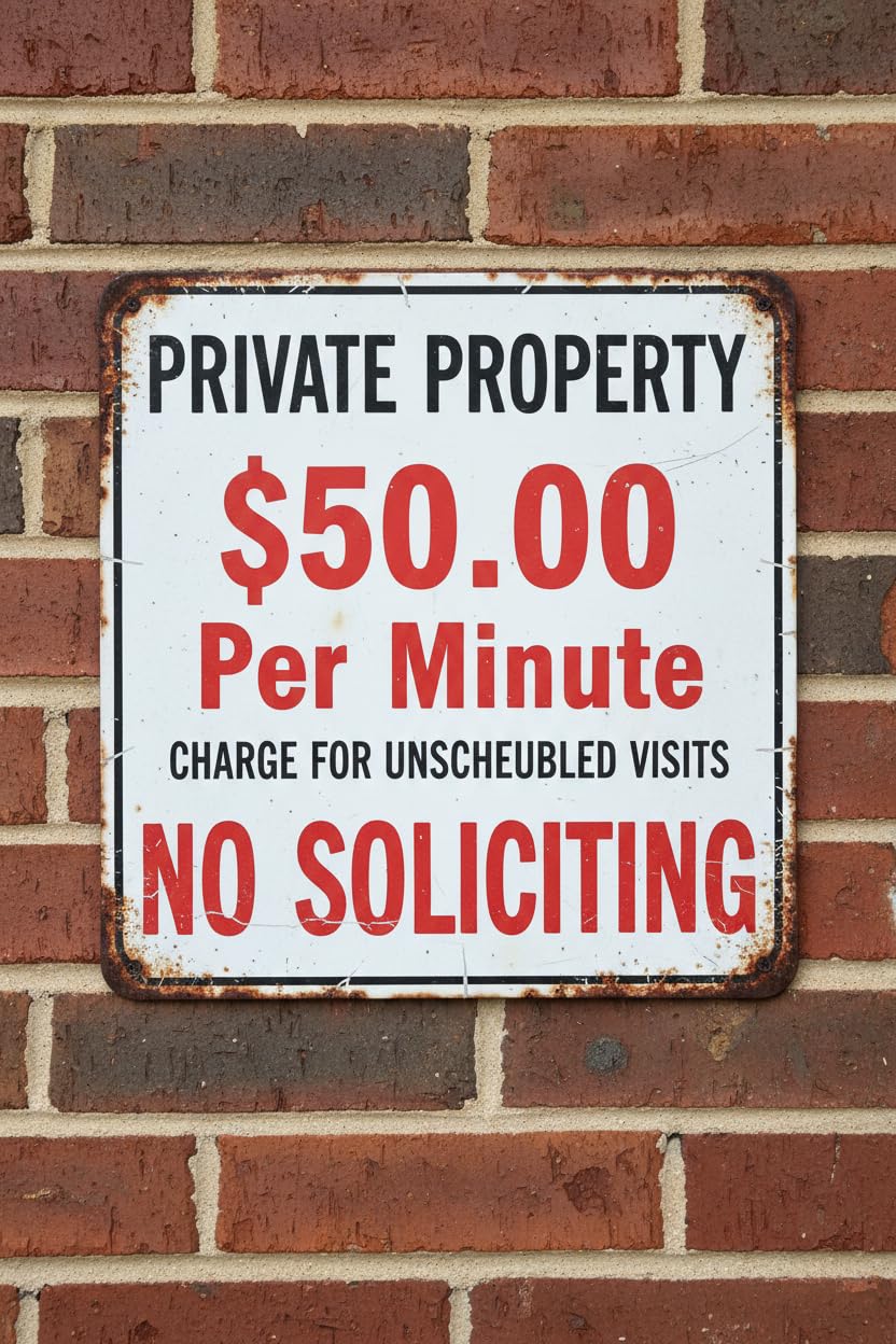 Wall Decor No Solicitors. Solicitors Will Be Charged Sign 8x12Inch Metal. No Soliciting Vintage Signs Aluminum Plates Printed