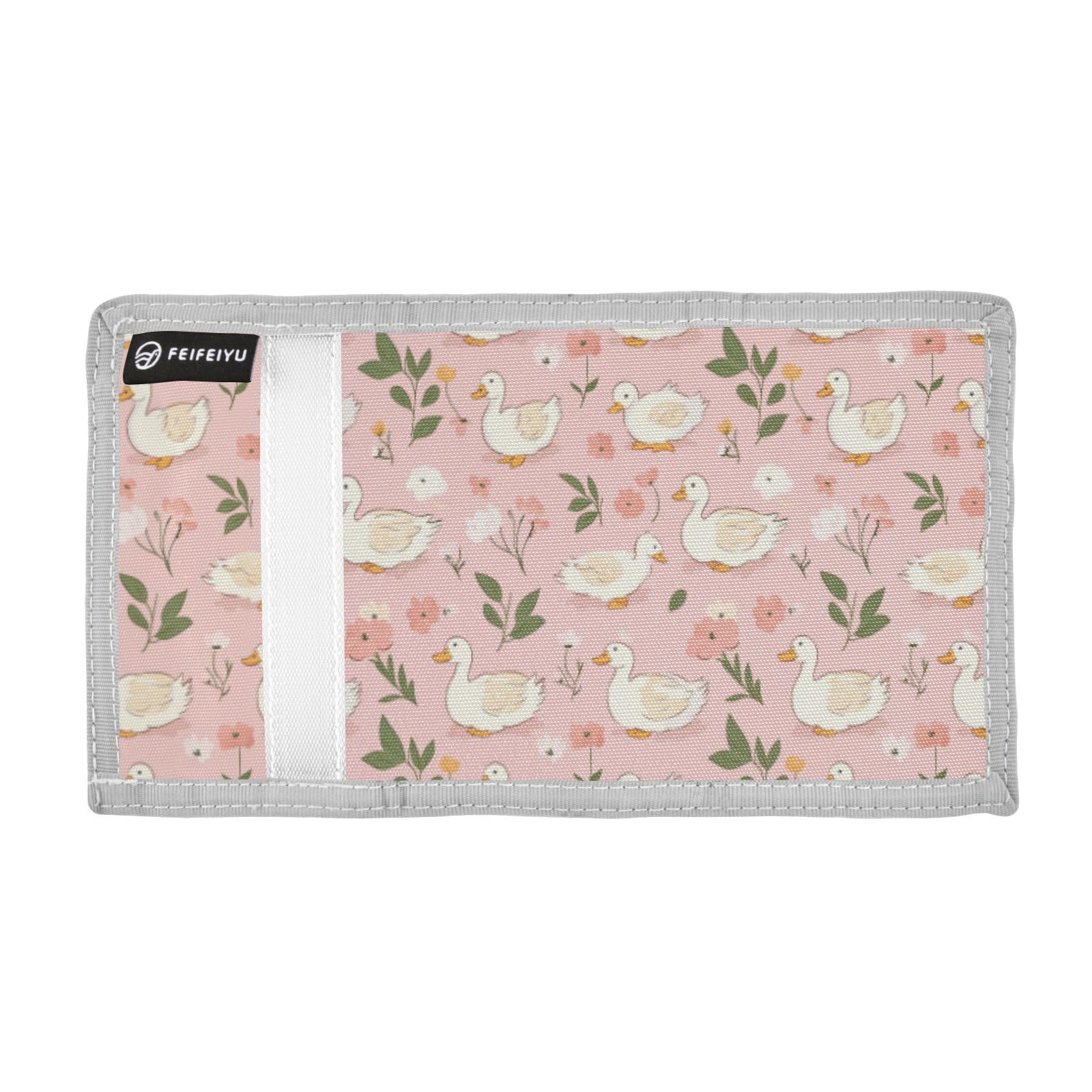 Wusikd Cute White Ducks Kids Wallet for Boys Girls Flowers Pink Toddler Trifold Wallet Novelty Wallet for Teens Women Men