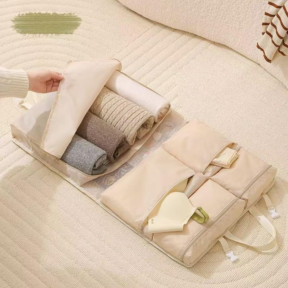 Borsa portaoggetti da viaggio 6 in 1, organizer con maniglia per valigia, grande capacità, in poliestere (rosa otto)