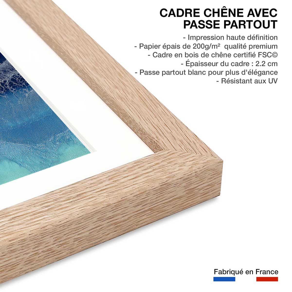 Póster Red Blue Contrast – Made in France – Póster bajo marco madera 60 x 90 cm