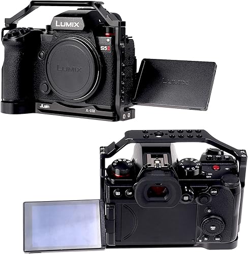 Miniatura 2 de Foto4easy s5ii jaula aparejo para cámara Panasonic LUMIX S5II sin espejo, incluye doble mango de madera lateral universal