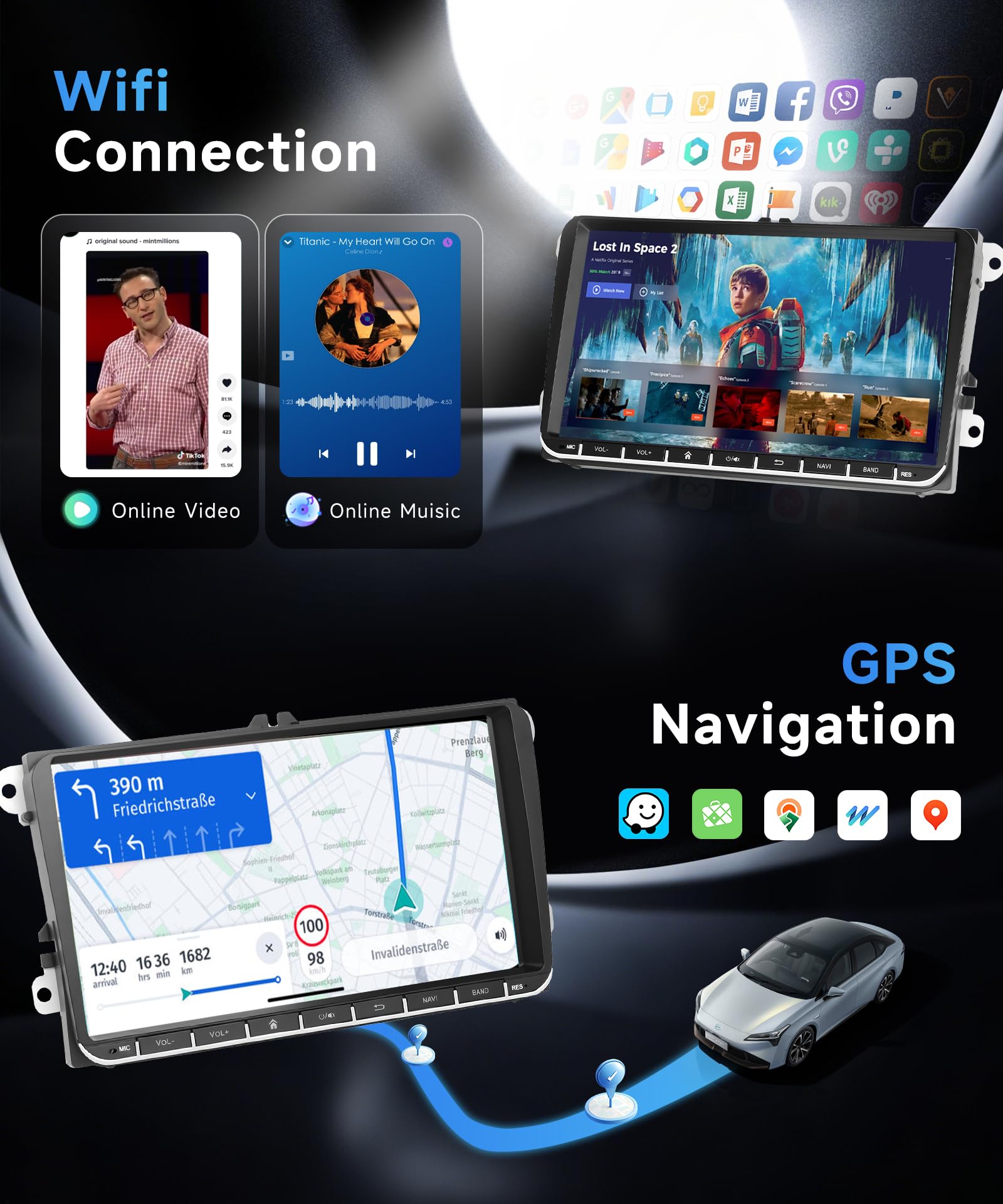 8 Core 6 + 128G 9" Android radio samochodowe do VW Golf 5 6 Passat Polo Tiguan Touran Caddy Skoda Seat z 52-pinowym ISO bezprzewodowy Carplay Android Auto WiFi GPS FM/RDS/DSP sterowanie kierownicą