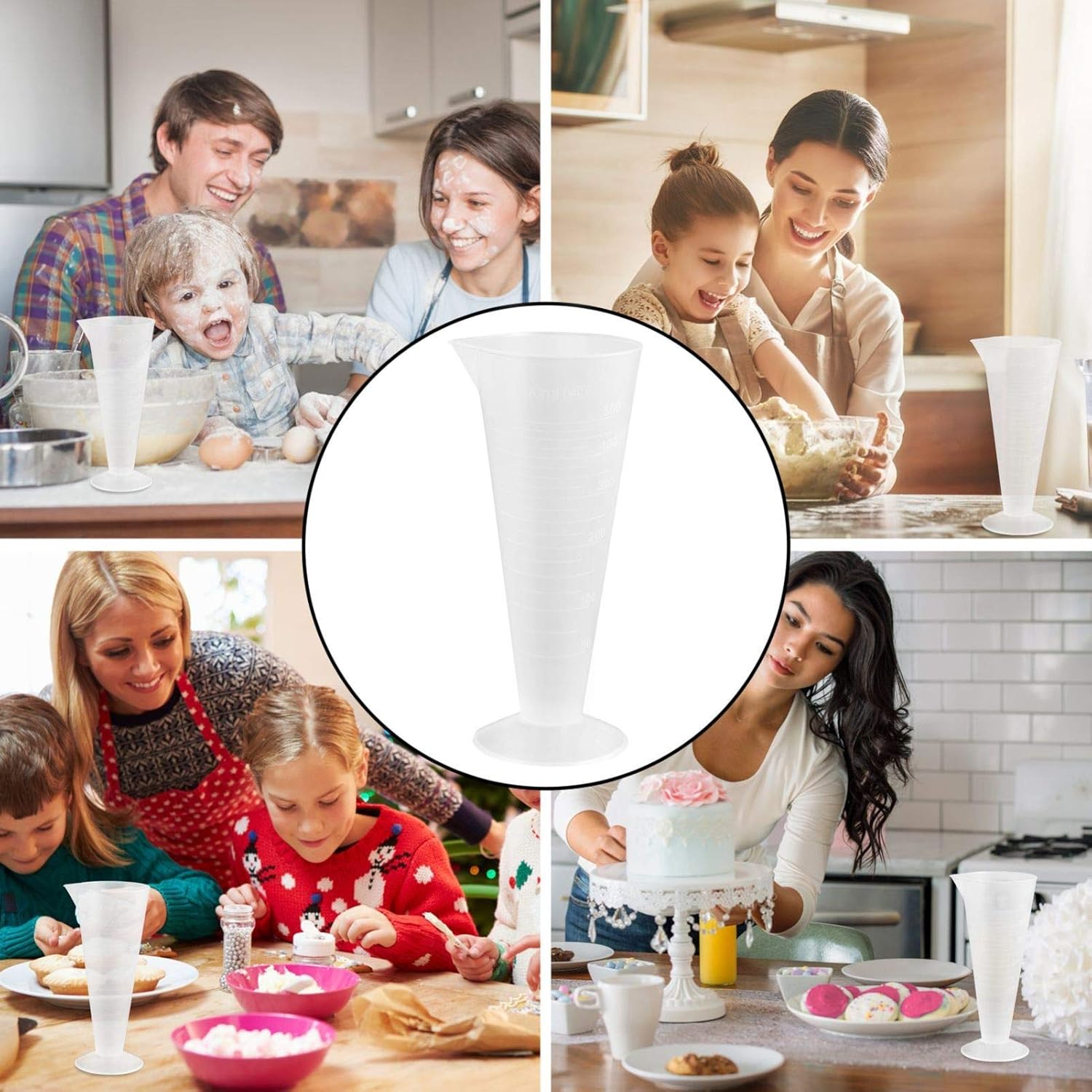 COLLBATH 3pcs Plastic Triangle Measuring Cup Lightweight Kitchen Baking Tool Scales for Home and Outdoor Use Versatile Household Supply for Accurate Liquid Measurement