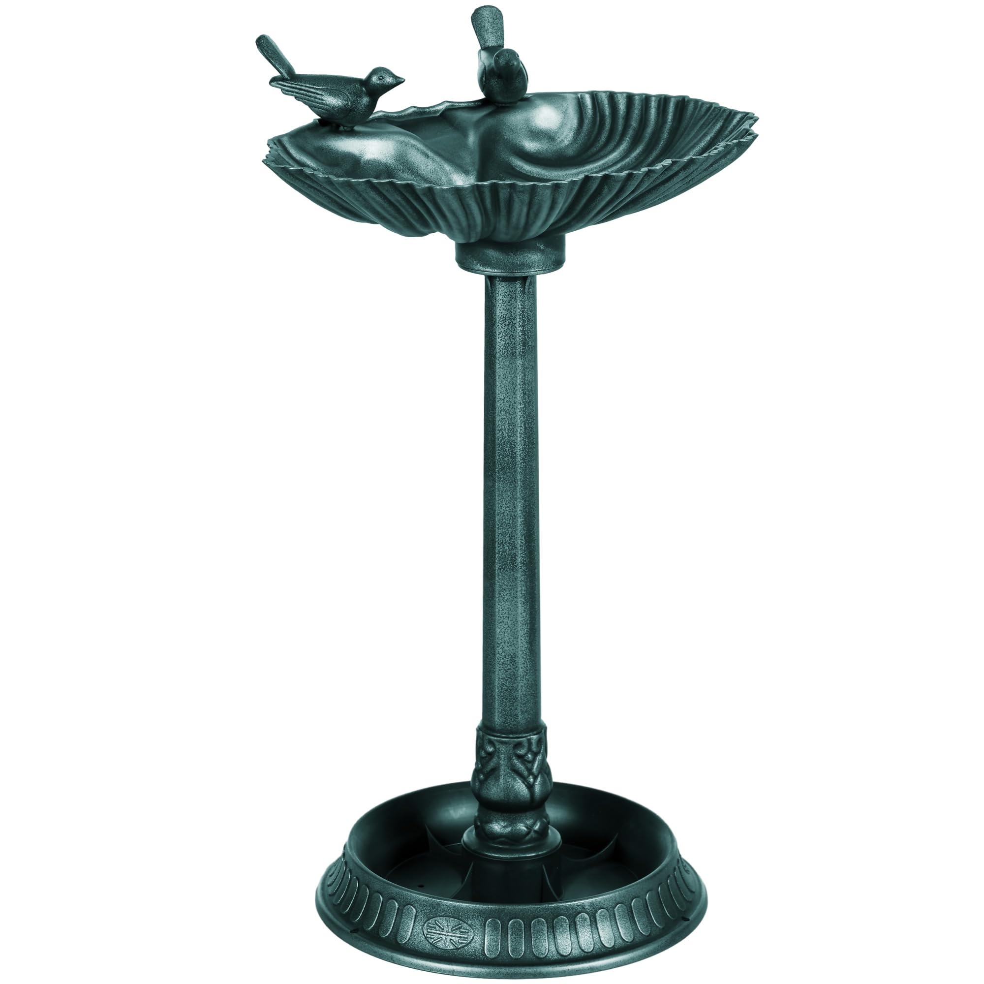 Outsunny Green Bird Bath With 2 Decorative Birds Vintage Birdbath For Garden