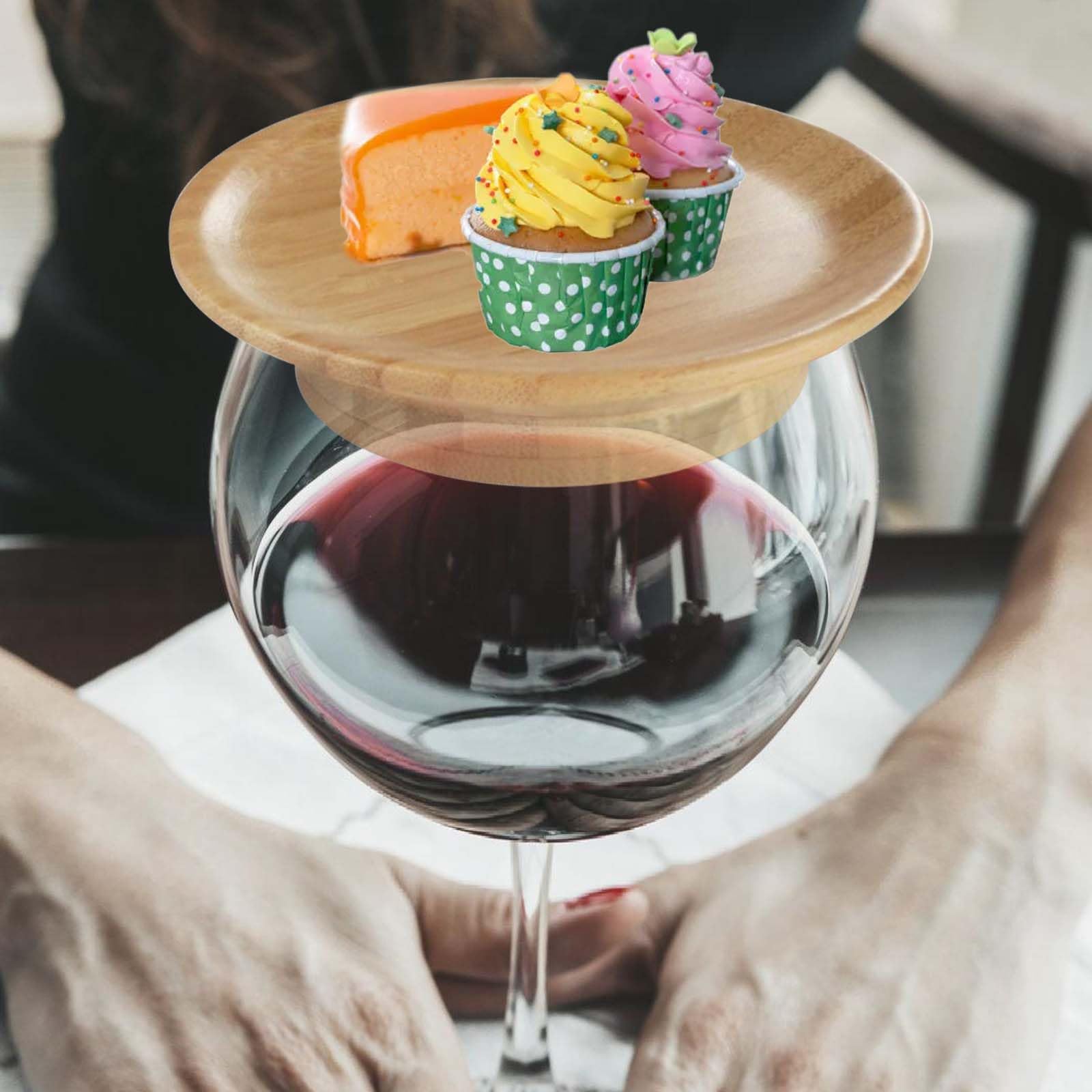 Piatto porta bicchiere da vino, per aperitivi, salumi, cocktail, decorazioni per calici da vino, 21 x 13 cm, in legno di pino, tagliere per formaggi, cocktail e antipasti per feste