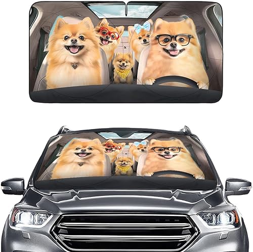 Miniatura 43 de GENANY Divertido parasol para parabrisas para sedán, SUV, camión (55 x 29 pulgadas), parasol de automóvil, bloquea los rayos UV, accesorios