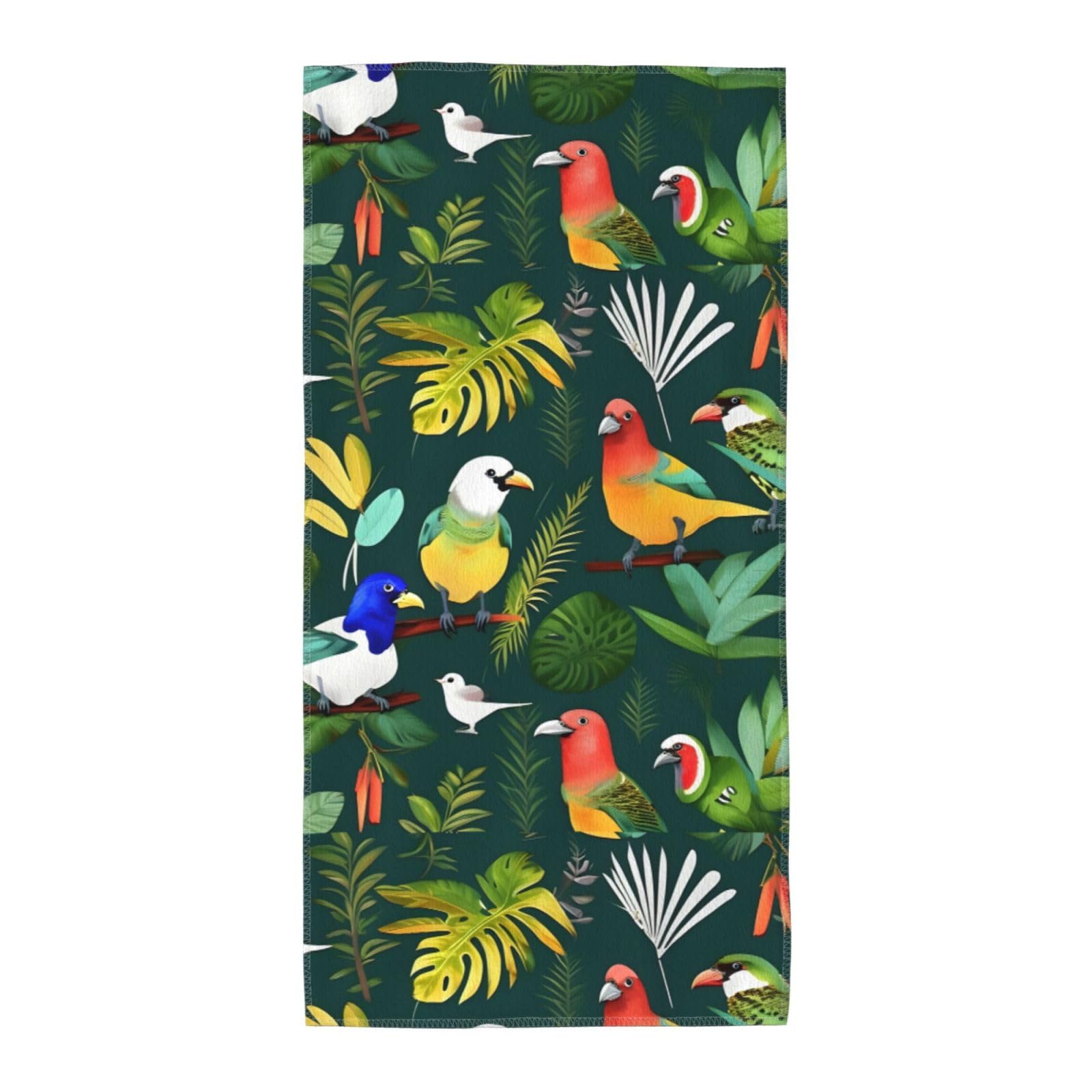 Cbaaghh Tropical Birds And Plant Leaf Print Towel, Towels Thick Face Towels Fast Drying Washcloth For Bath, Spa, Gym