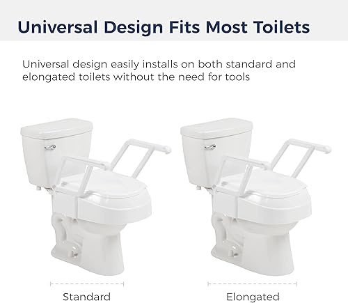 Miniatura 6 de Drive Medical PreserveTech - Asiento de inodoro elevado, universal, con asas, color blanco