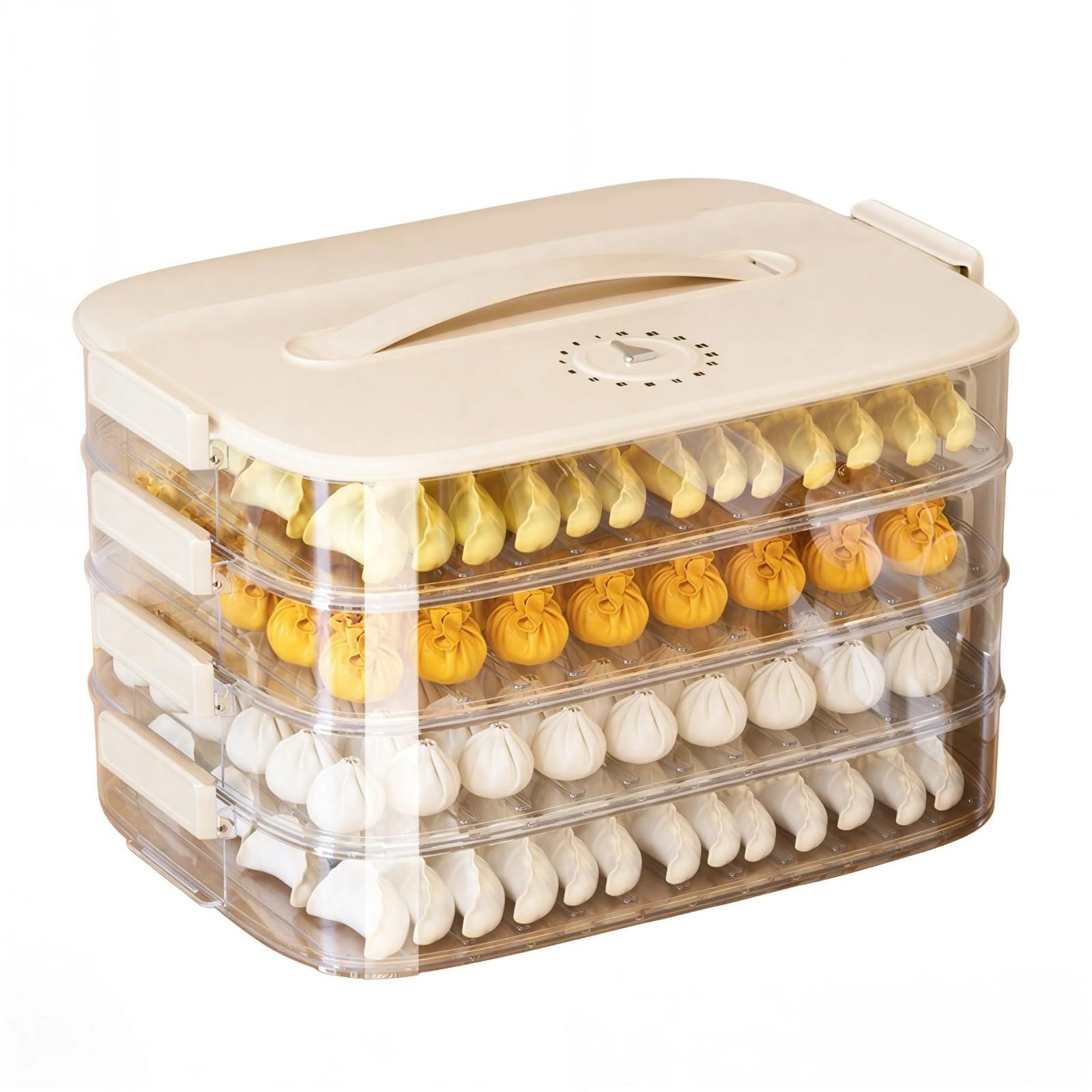 NRGQAXM Dumpling Storage Box, Stackable Food Storage with Lid Dumplings Container Cookie Storages Box Transparent Freezer Container for Snacks Vegetables Fruits Kitchen Refrigerator Good Sealing
