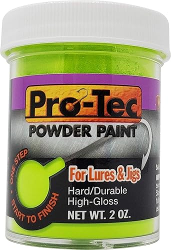 Vista 16 de Pro-Tec Pintura en Polvo para Jigs y Señuelos, Pintura para Señuelos de Pesca de Cabeza de Jig Resplandor verde brillante
