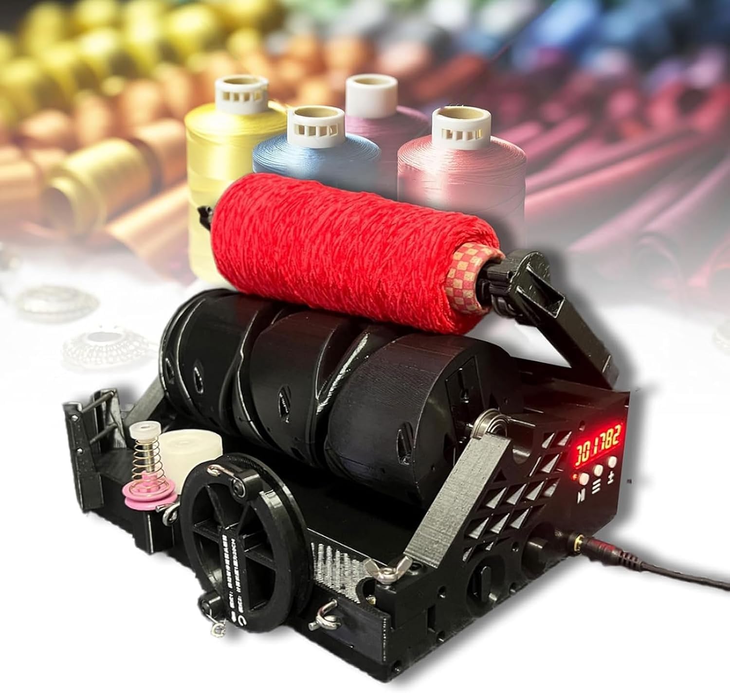 Eoweiot Automatic Yarn Winder with Length Calculator,Black Electric Yarn Spinner,Automatic Pause Feature for Crocheting and Sewing