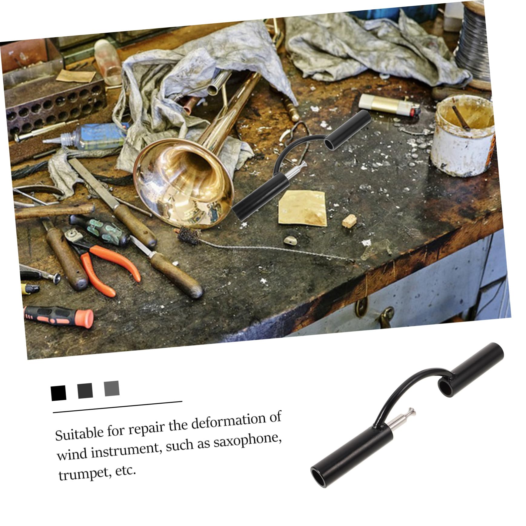 TOYANDONA Rullo in Metallo per Riparazione Deformazioni di Strumenti a Fiato, Accessorio per Sax e Tromba, Facile da Usare, Nero