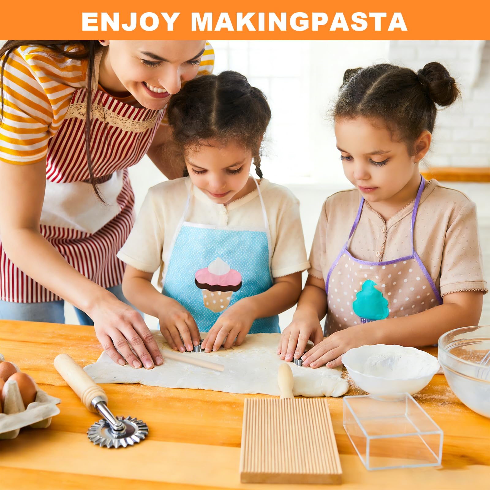 Deska do makaronu YPLANGENT z nachyleniem, drewniana Deska do Gnocchi z rolką, dostarczana z kółkiem do cięcia makaronu z gładką powierzchnią, Deska do Gnocchi do robienia spaghetti