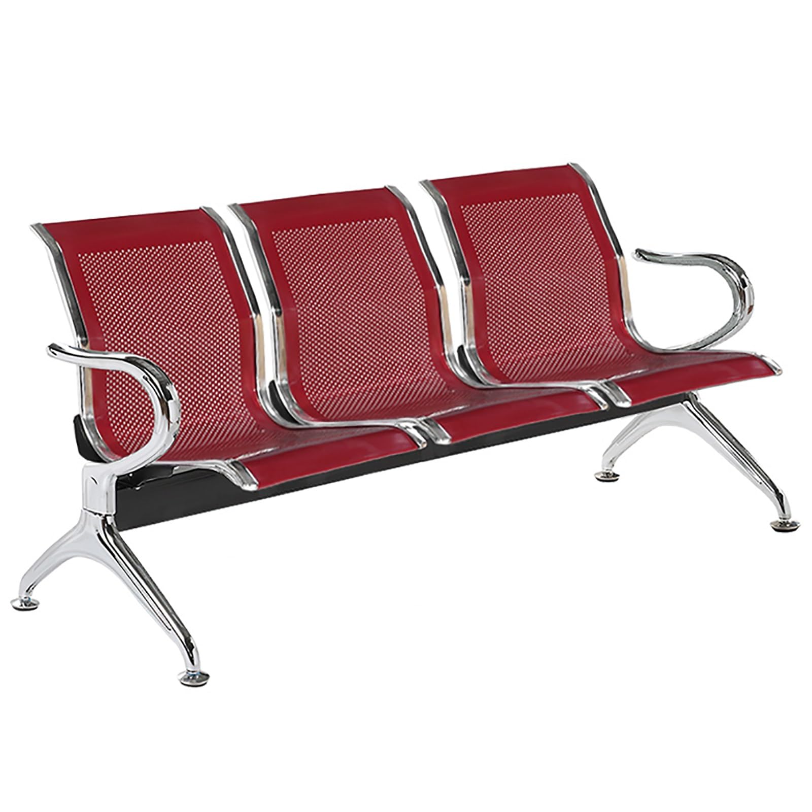 AYCDL 3 Seat Office Guest Reception Chairs Waiting Furniture Bench Airport Reception Seat Benches with Backrest and Armrests Guest Reception Chair for Airport Market,Red