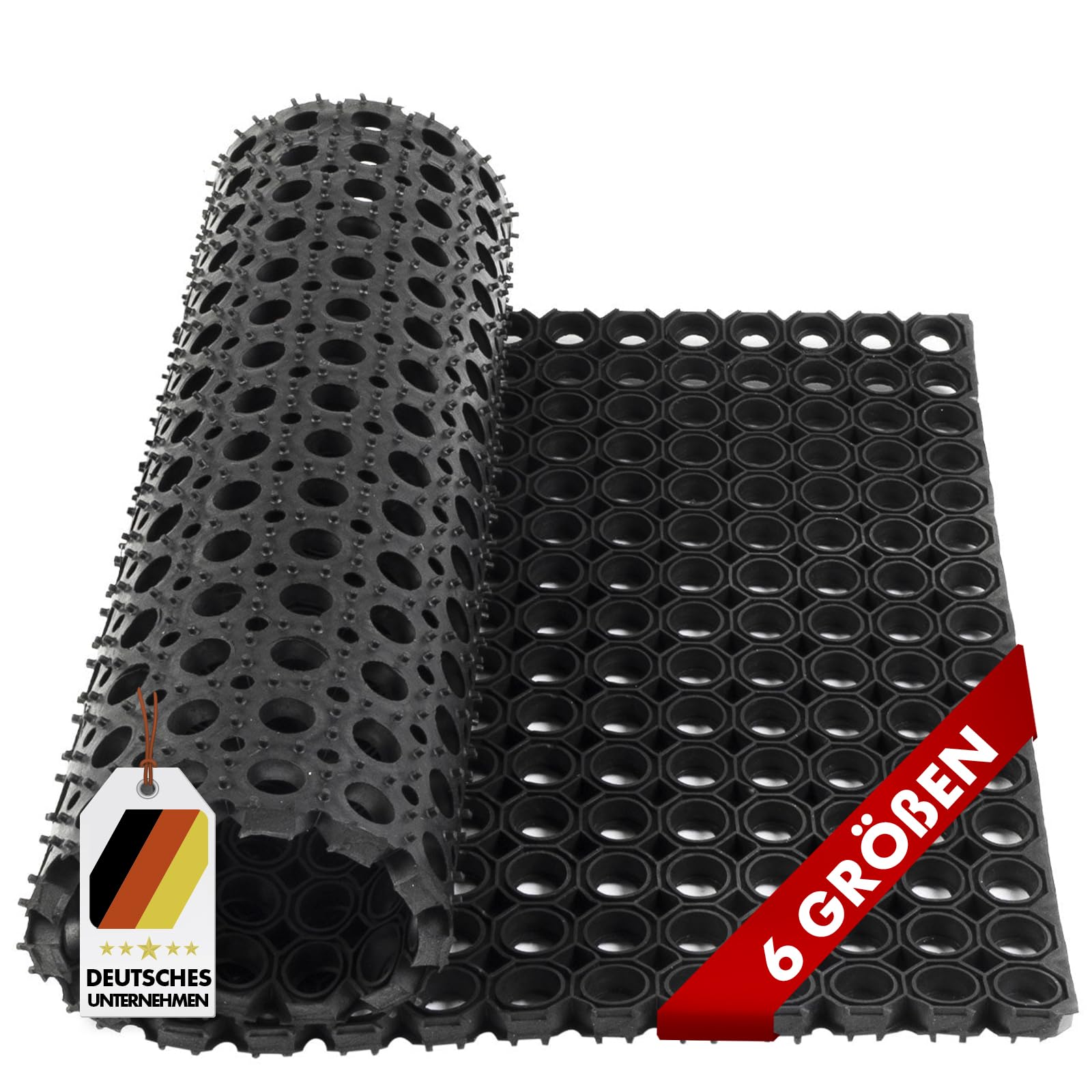 etm Esterilla de goma profesional para la entrada exterior e interior, con estructura robusta de goma anular, tamaño a elegir (100 x 400 cm, 23 mm)