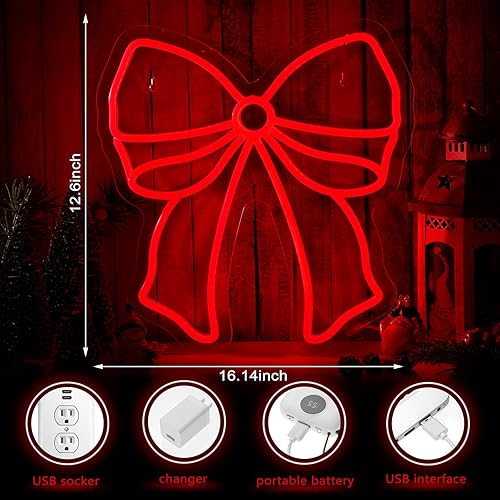 Miniatura 8 de Campanas de Navidad, luces de neón, luces LED de Navidad, decoraciones de Navidad, letreros iluminados para Navidad, Año Nuevo, decoración del