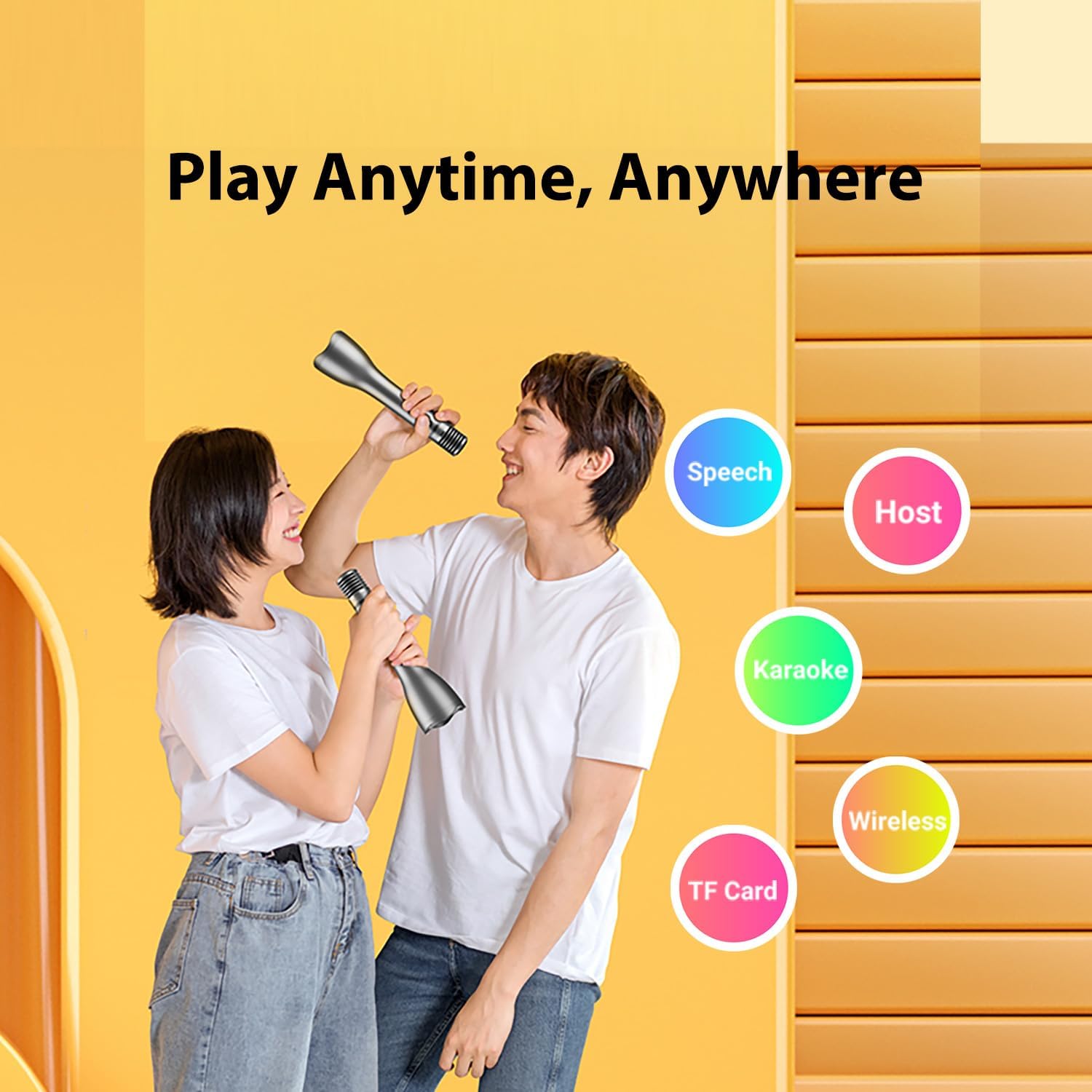 TAKSTAR 12W Bluetooth Microphone Karaoke Wireless Mic & Voice Amplifier Microphone with Speaker, 4 Sound Effects & TF Card, Portable Handheld Mic for Meeting Outdoors Speech Party Teaching(DA12) - Image 4