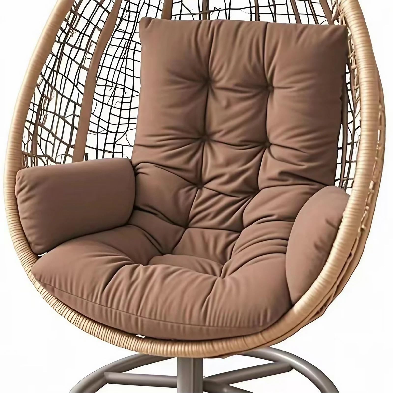 TYYCKJ Egg Chair Cushion, Thickened Polyester Pad for Wicker Swing and Hanging Chairs(Brown)