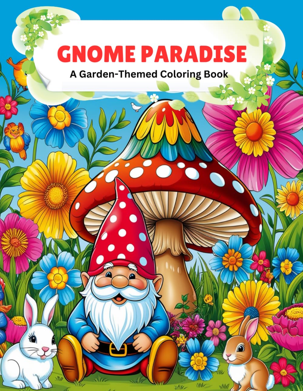 Paradise Gnome Coloring Book:: Whimsical Designs of Gnomes, Flowers, and Fantasy Scenes for Relaxation and Fun for Kids and Adults