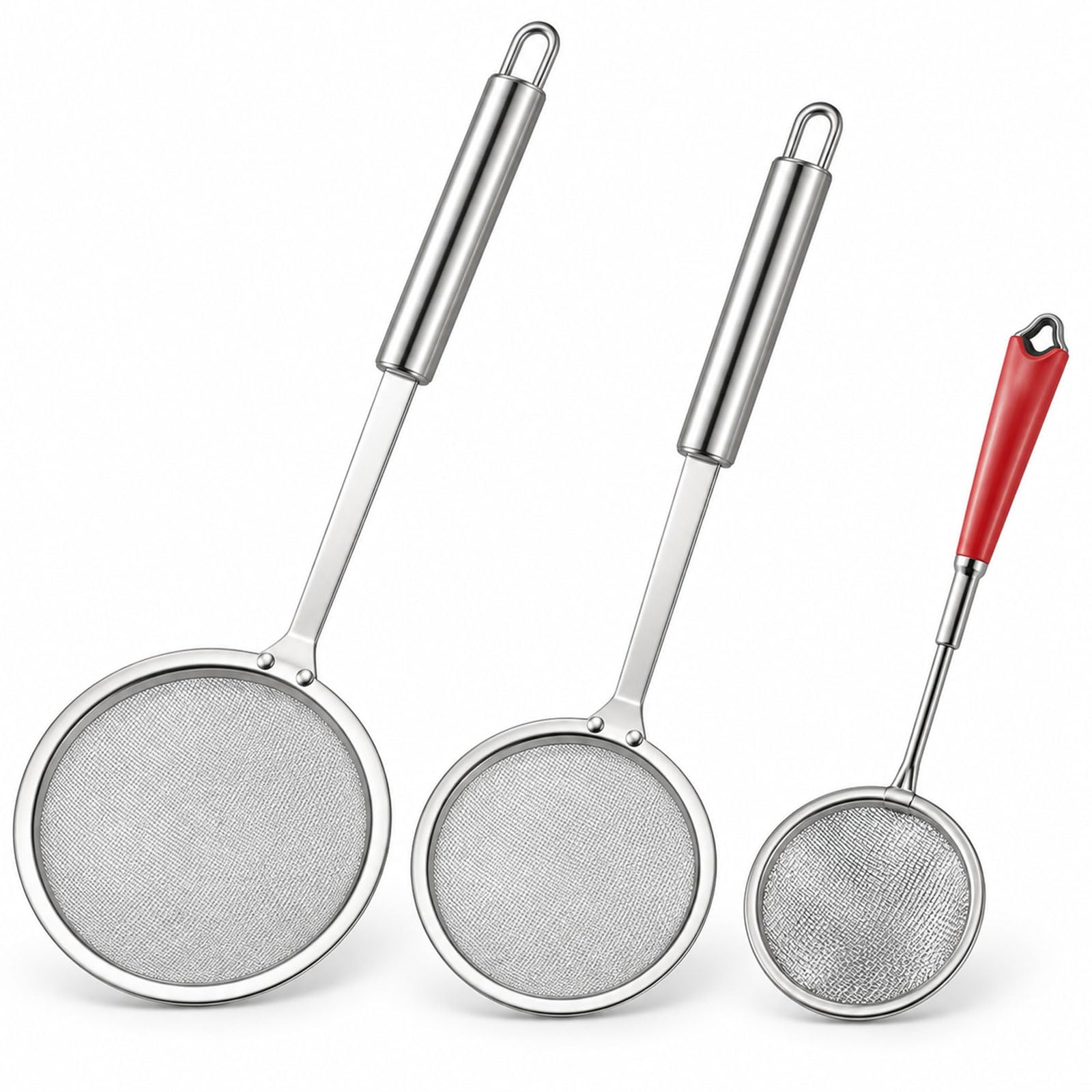 3 Pcs Fine Mesh Strainer Skimmer Spoon Stainless Steel Oil Strainer