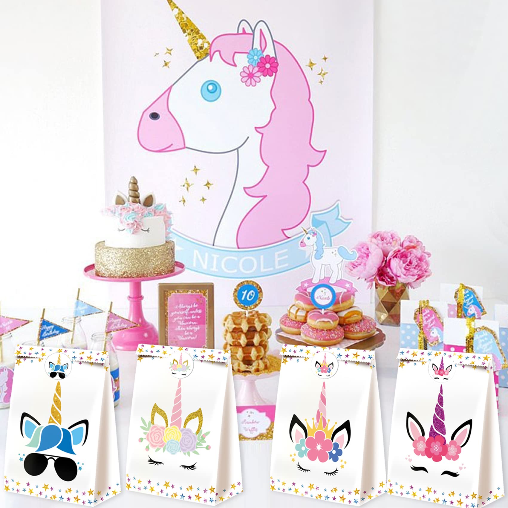 24pc Unicorn Candy Bags - Unicorn Party Favor Bags for Girls' Birthday Decorations