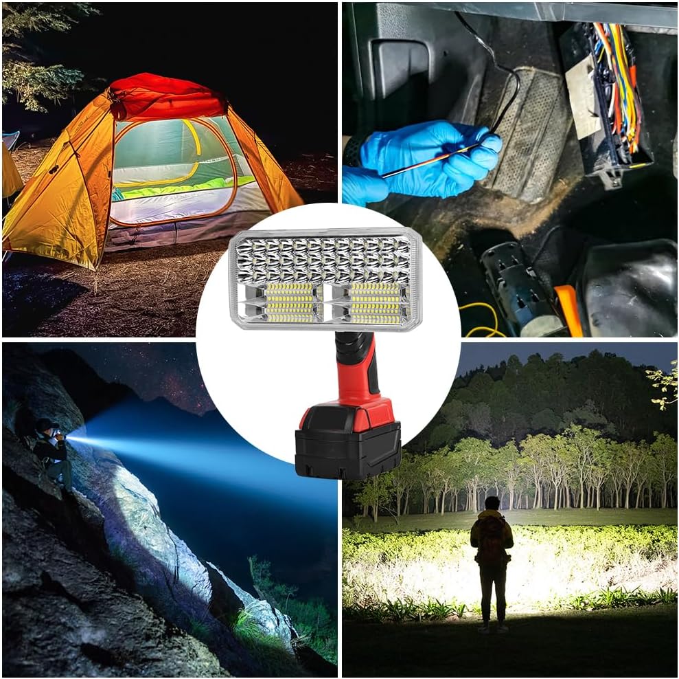 40W Cordless Work Light for Milwaukee 18V Li-Ion Batteries, Led Work Spotlight with USB Port, 4200LM Al Alloy Super Bright Job Site Work Light Use for Emergency, Camping(Battery Not Included)