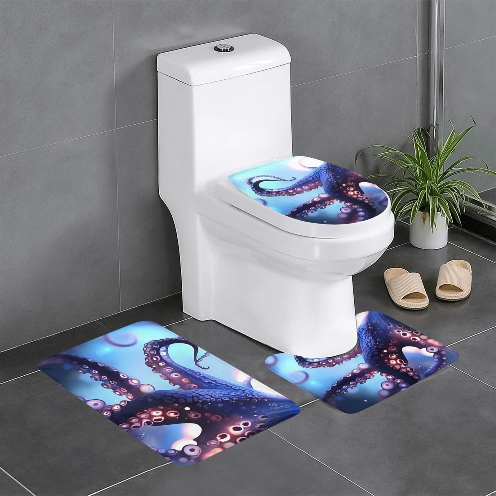 Tapis de bain en forme de pieuvre lot de 3 pour sécuriser la douche des enfants