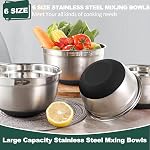 Mélanger des bols avec des lids hermétiques, 6 pièces en acier inoxydable métal Nesting Storage Bols par Umite Chef, Taille des semelles antidérapantes 7, 3.5, 2.5, 2.0,1.5, 1QT, Idéal pour le mélange & Servir(Noir)