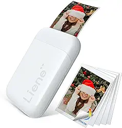 Liene Impressora fotográfica de 5 x 7,6 cm, mini impressora fotográfica com 5 papéis fotográficos adesivos Zink, Bluetooth 5.0, compatível com iOS e Android, impressora portátil colorida mono