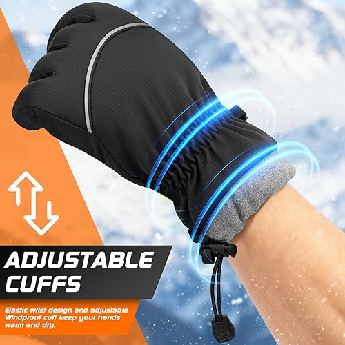Miniatura 5 de Guantes de invierno impermeables, pantalla táctil térmica, clima frío, esquí, nieve, guantes cálidos a prueba de viento para ciclismo, correr,