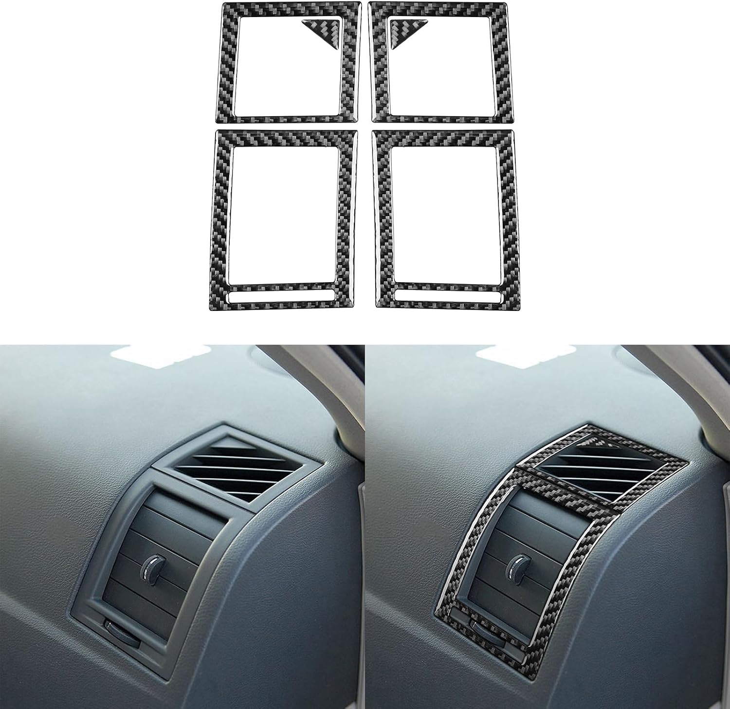 Real Premium Soft Carbon Fiber Interior Accessories Sticker Compatible with Chrysler 300 300C 2005 2006 2007 Car Dashboard Sides Air Conditioning Vents Decoration Decal Style B Black