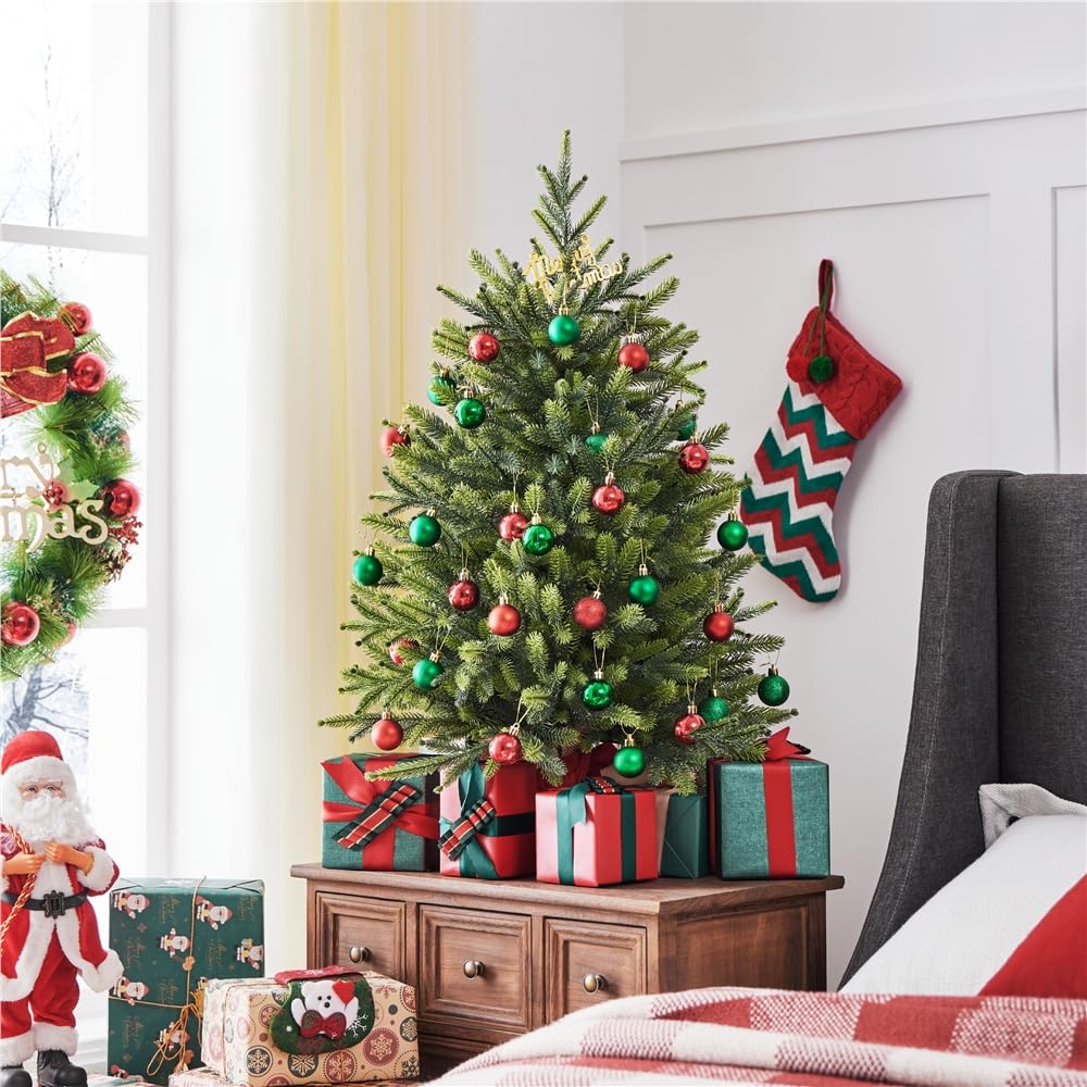 Yaheetech 91cm Mini künstlicher Weihnachtsbaum mit 143 Spitzen & Zementbasis, Mini Tischplatte Tannenbaum, Schwer Entflammbar Tisch Christbaum klein für Weihnachtsdeko, Grün